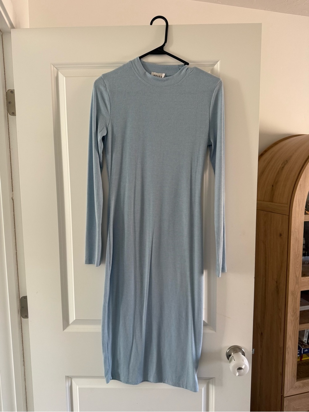 Hello Molly Pastel Blue Long Sleeve Midi Dress